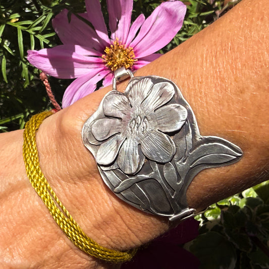 Peony Sterling Silver Cuff Bracelet