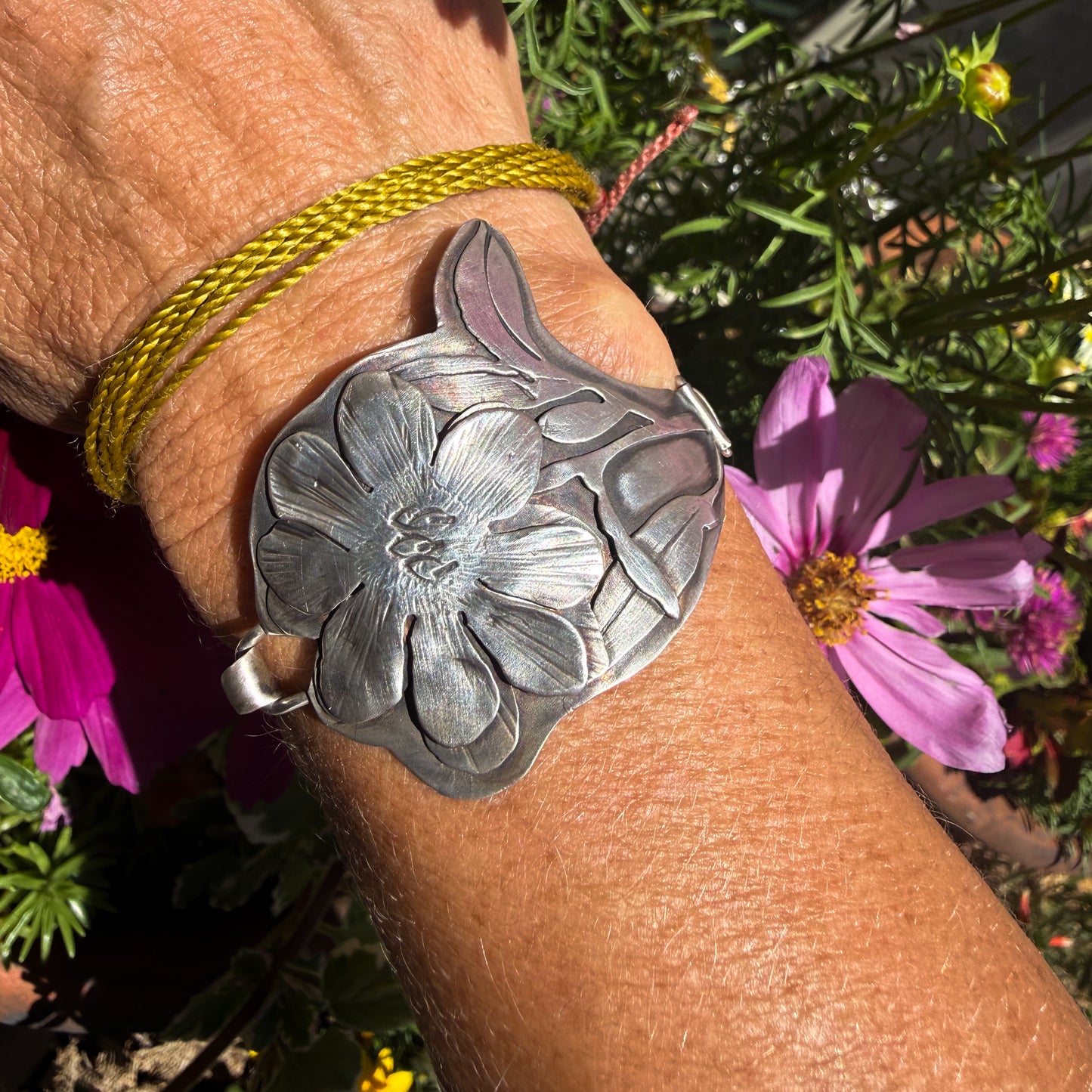 Peony Sterling Silver Cuff Bracelet