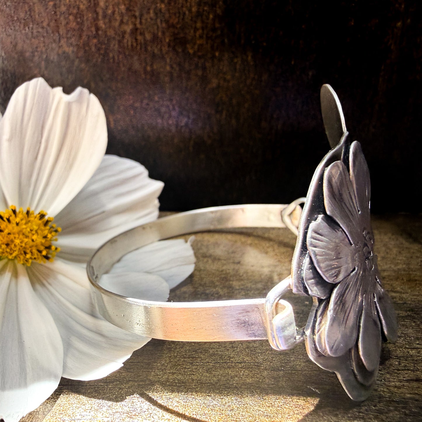 Peony Sterling Silver Cuff Bracelet