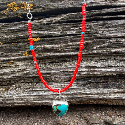 Carry Necklace | African Trade + Sterling Silver + Hubei Turquoise
