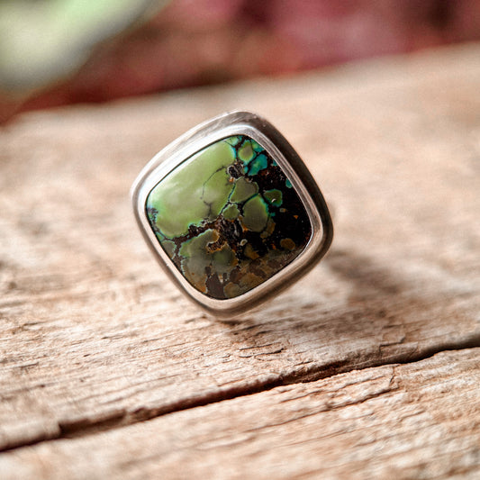 Green Hubei Turquoise Sterling Silver Ring | Mend Metalworks
