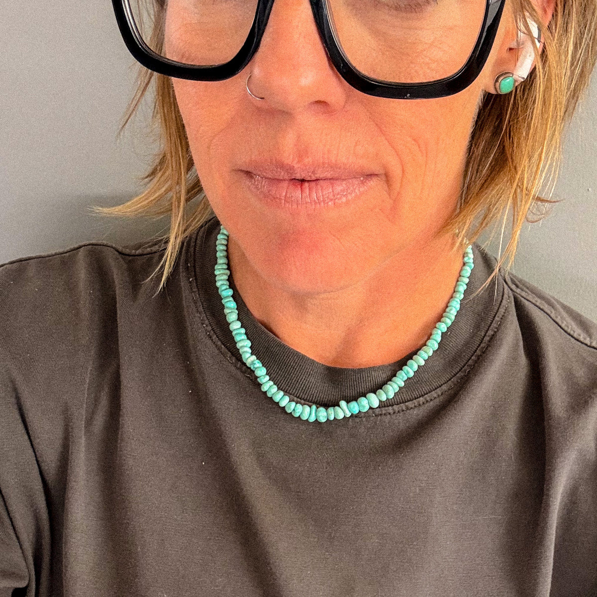 Lone Mountain Turquoise Beaded Necklace | Sterling Silver | 18"