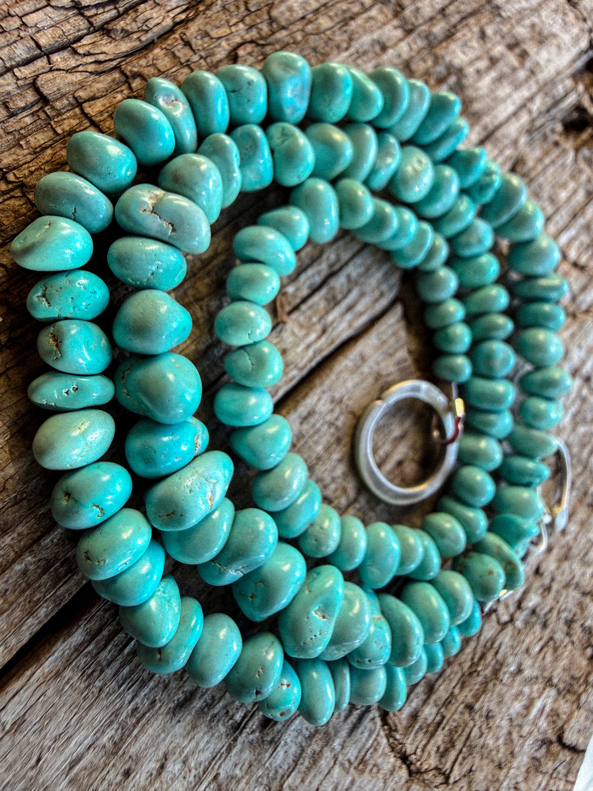 Lone Mountain Turquoise Beaded Necklace | Sterling Silver | 18"