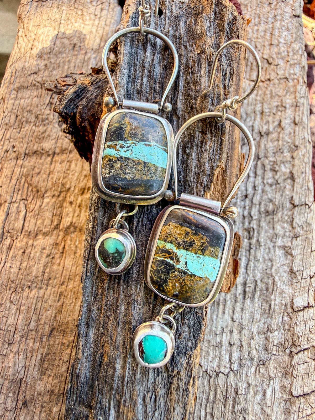 Black Jack Turquoise Statement Earrings | Sterling Silver