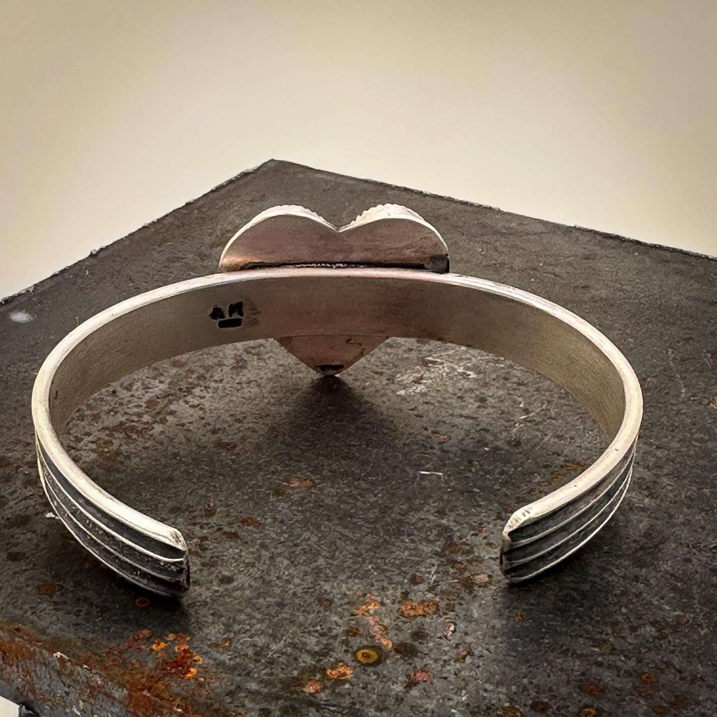 Black Jade Heart + Sterling Silver Cuff Bracelet | Handmade Oxidized Bracelet