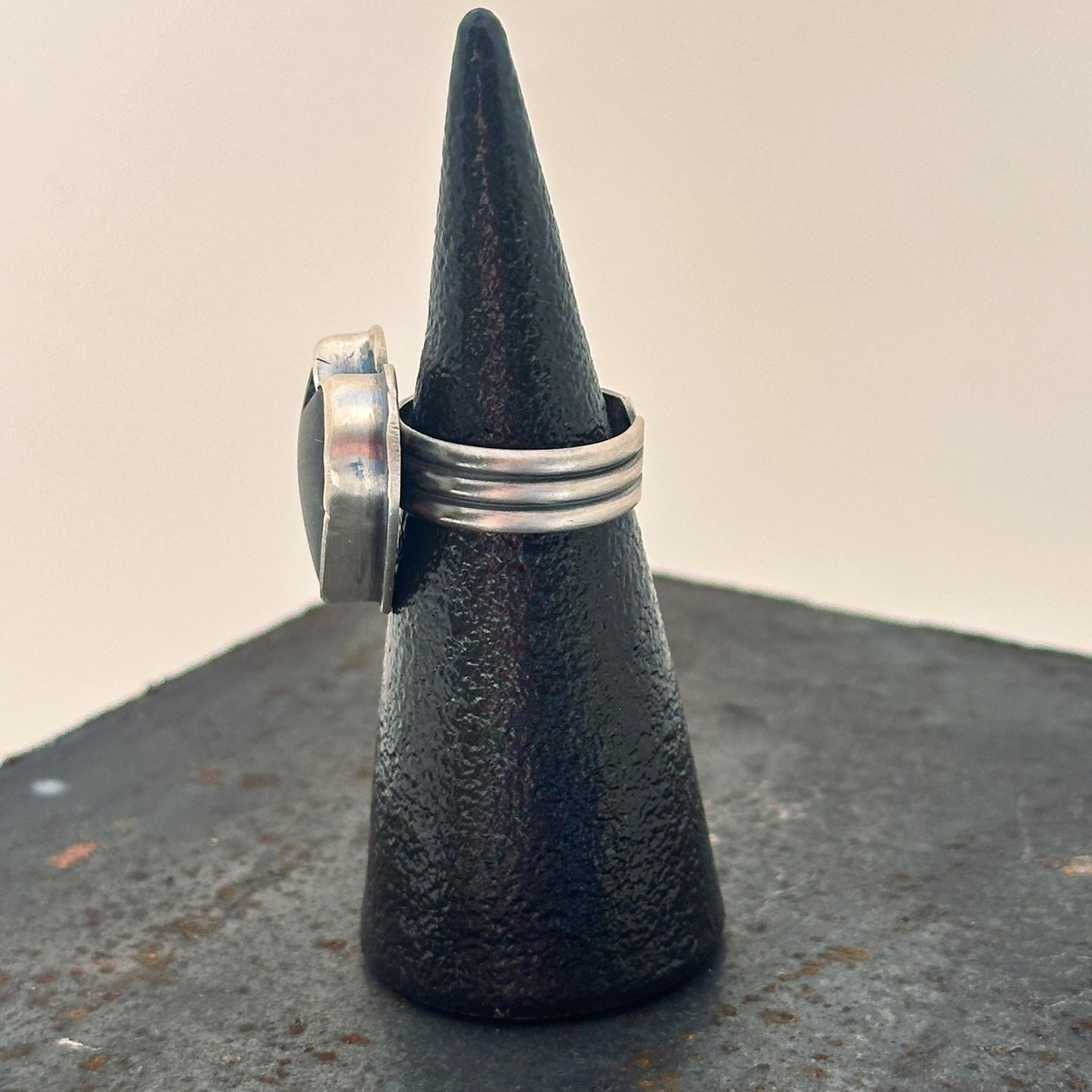 Black Jade Heart Ring | Adjustable Sterling Silver Band | Shadow Heart Series