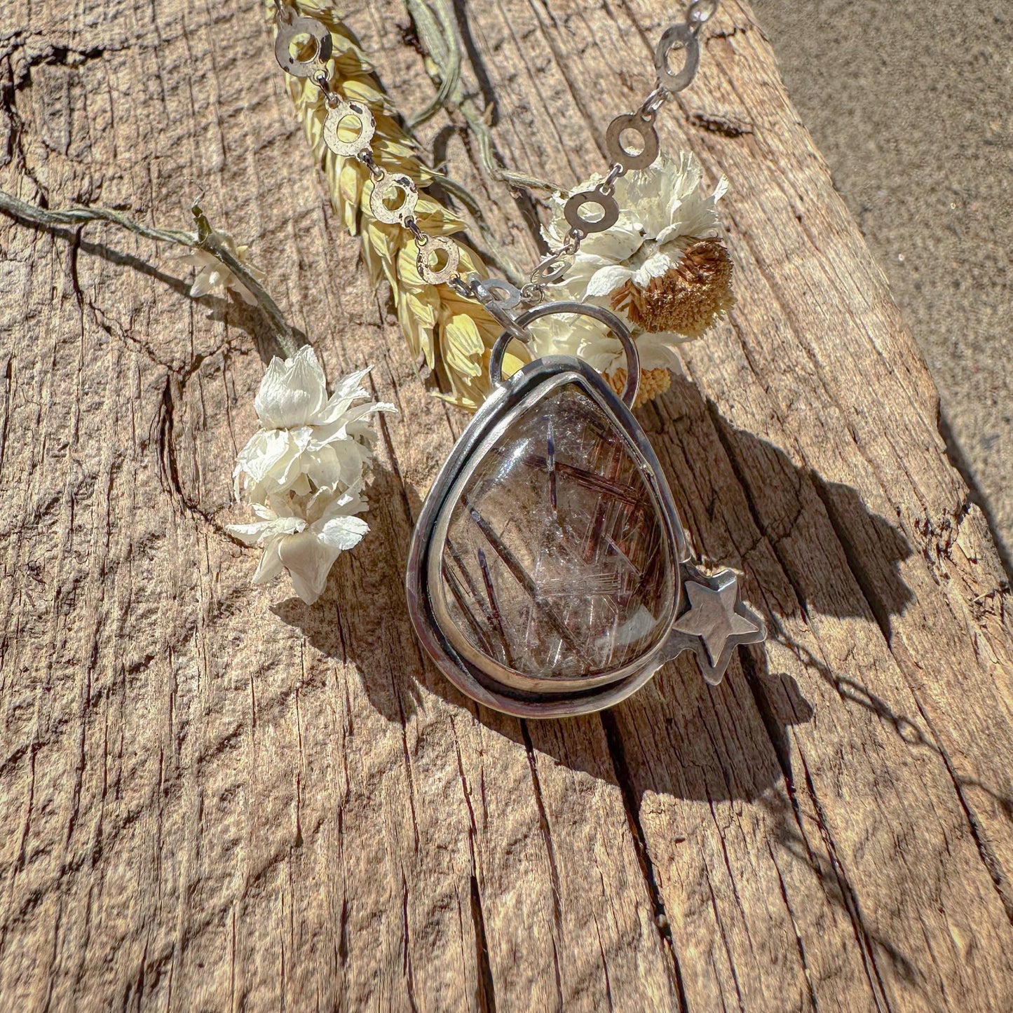 Rutilated Quartz Teardrop Necklace