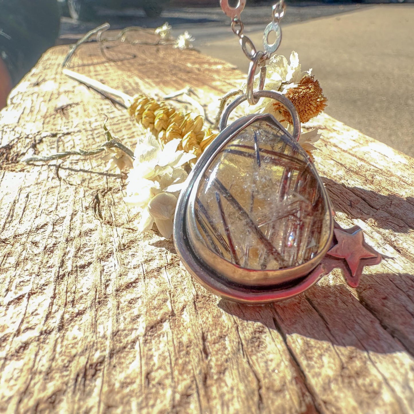 Rutilated Quartz Teardrop Necklace