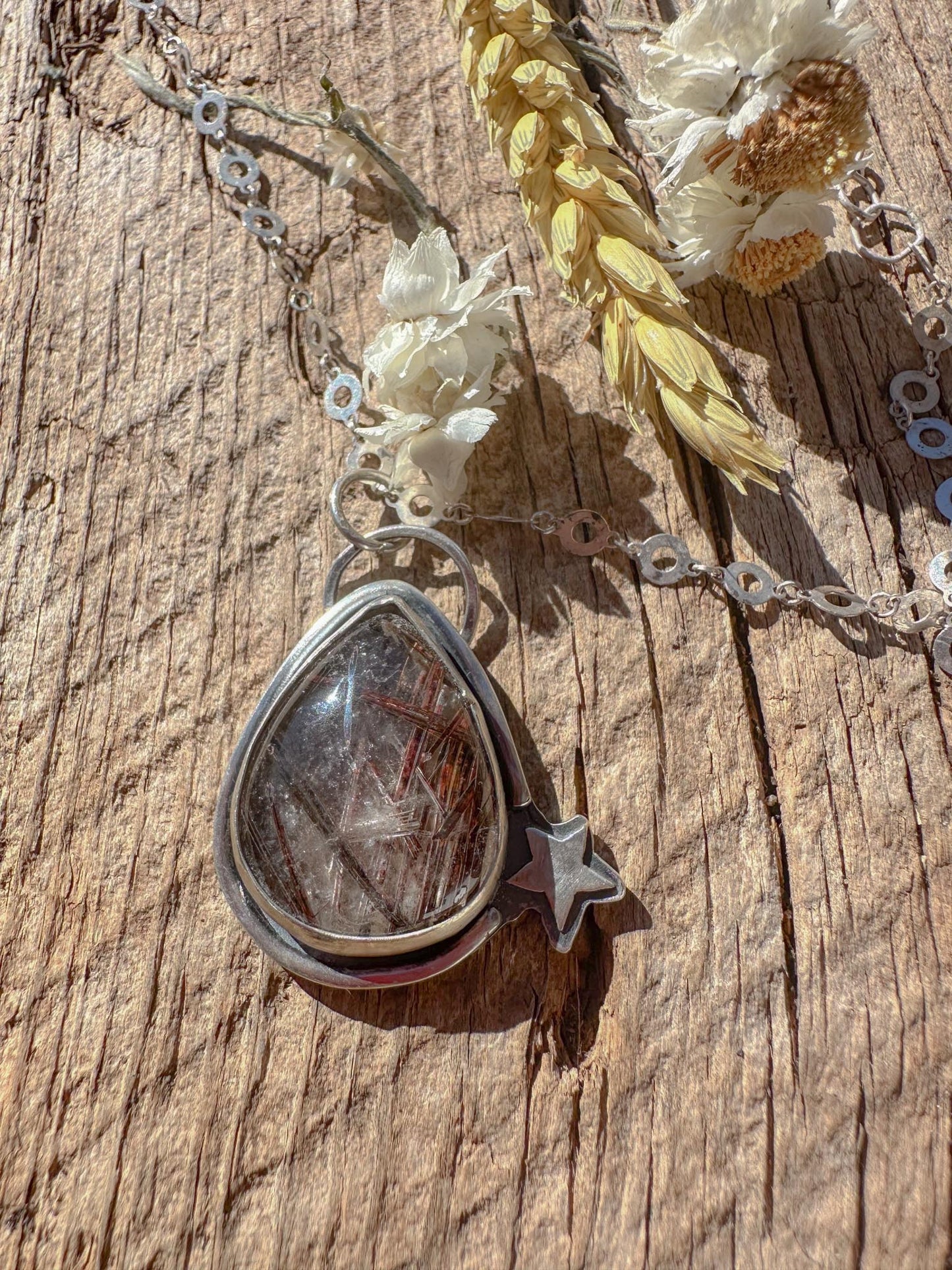 Rutilated Quartz Teardrop Necklace