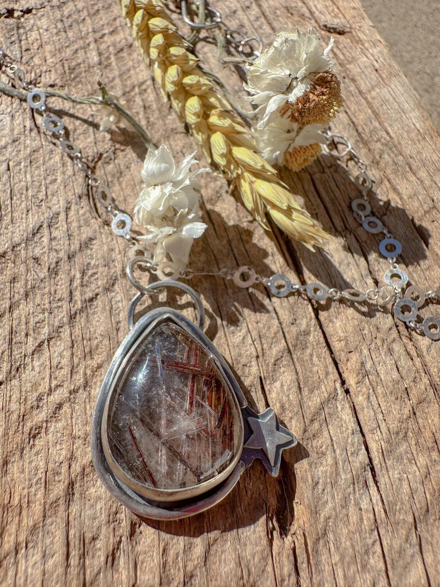 Rutilated Quartz Teardrop Necklace