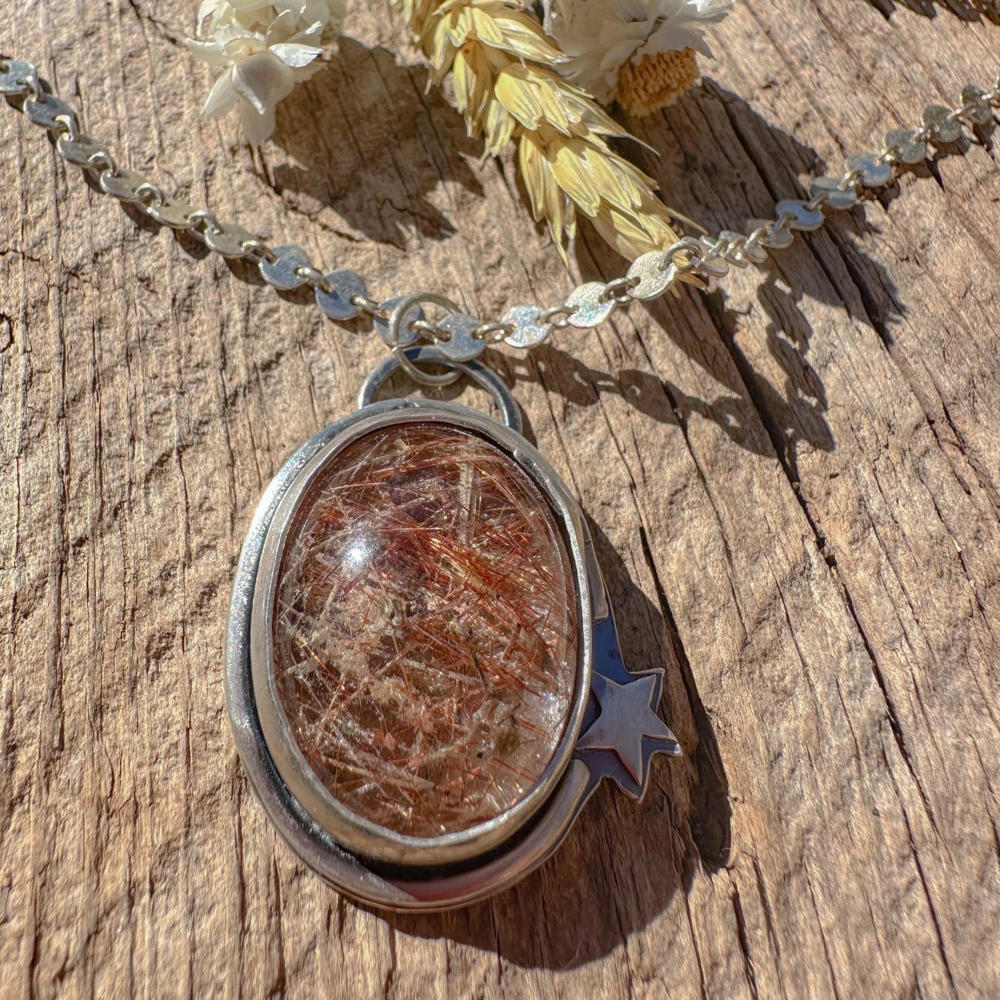 Rosy Rutilated Quartz Pendant