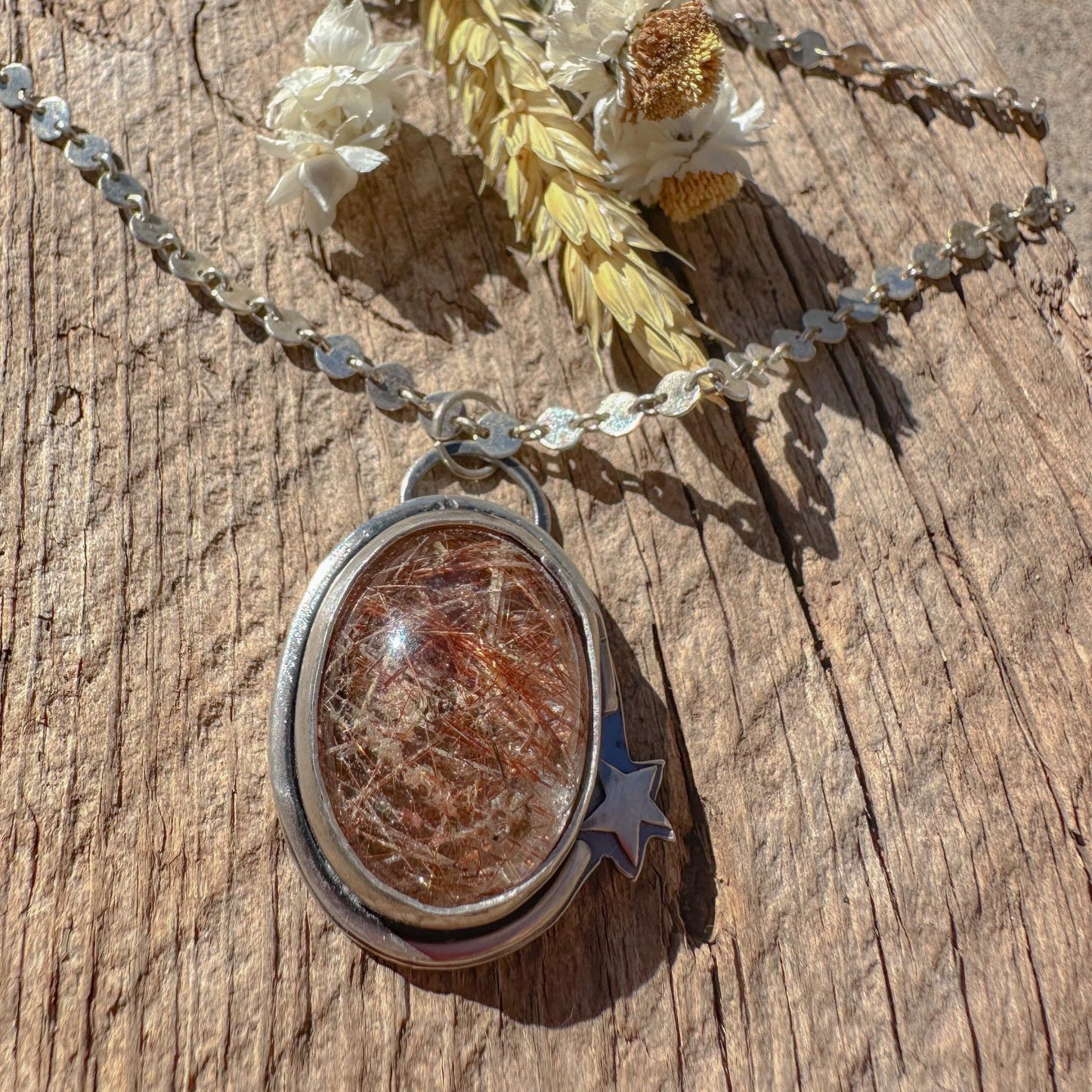 Rosy Rutilated Quartz Pendant