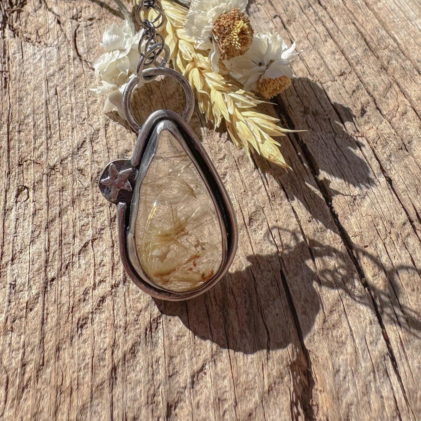 Golden Rutile Teardrop Necklace