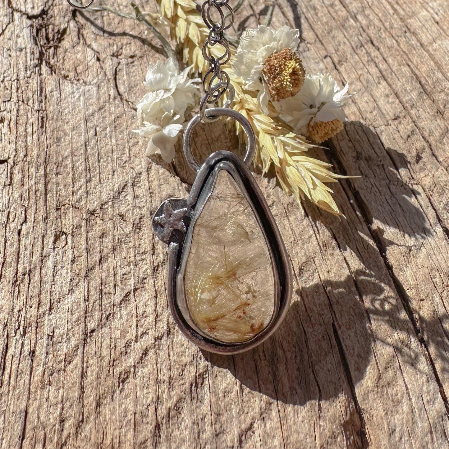 Golden Rutile Teardrop Necklace