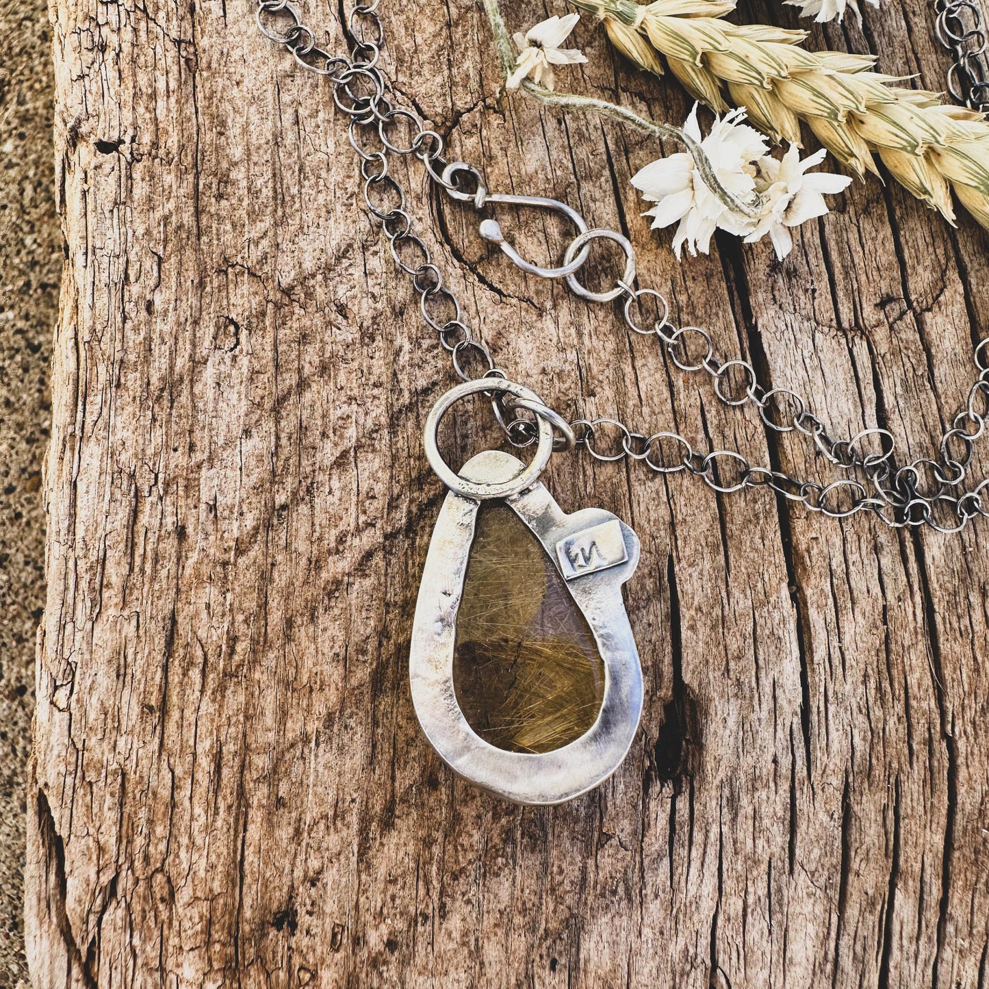 Golden Rutile Teardrop Necklace