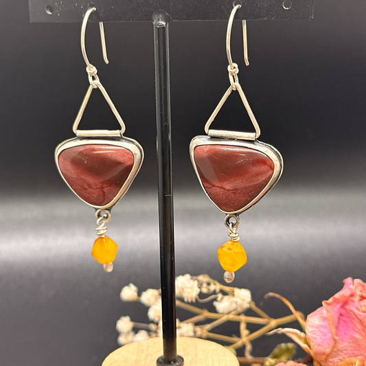 Mookite Jasper & Carnelian Drop Earrings