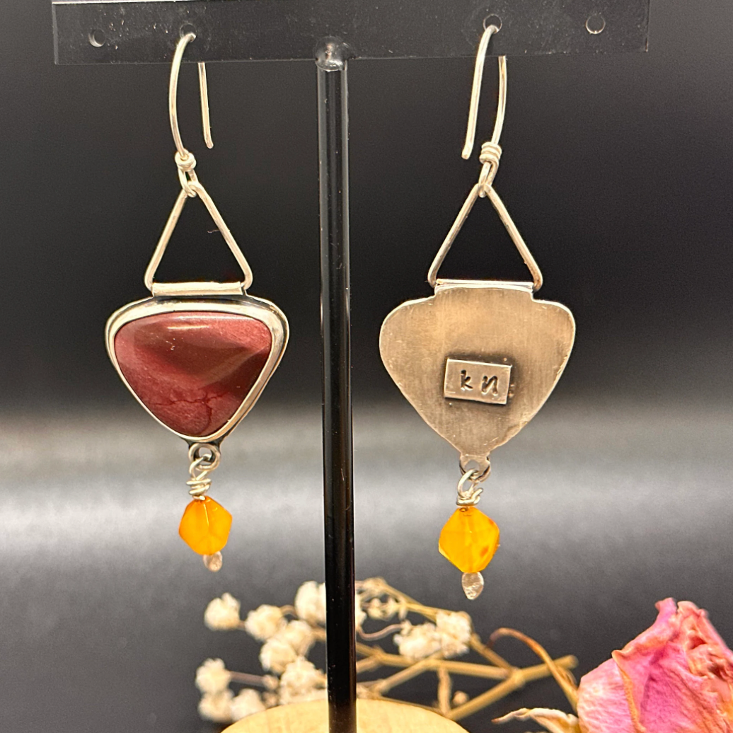 Mookite Jasper & Carnelian Drop Earrings