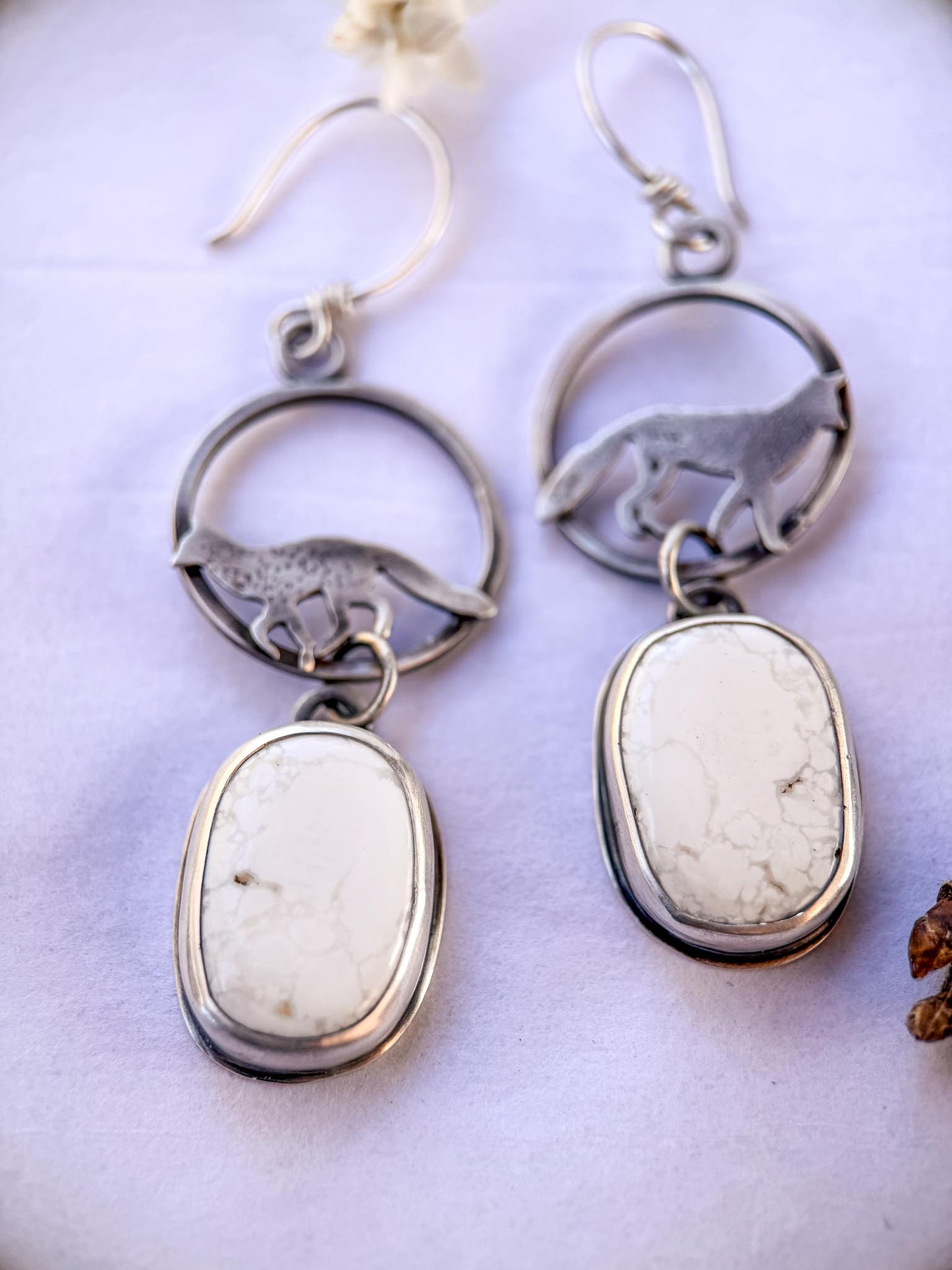 White Buffalo Hoop Earrings with Fox | Stand Collection