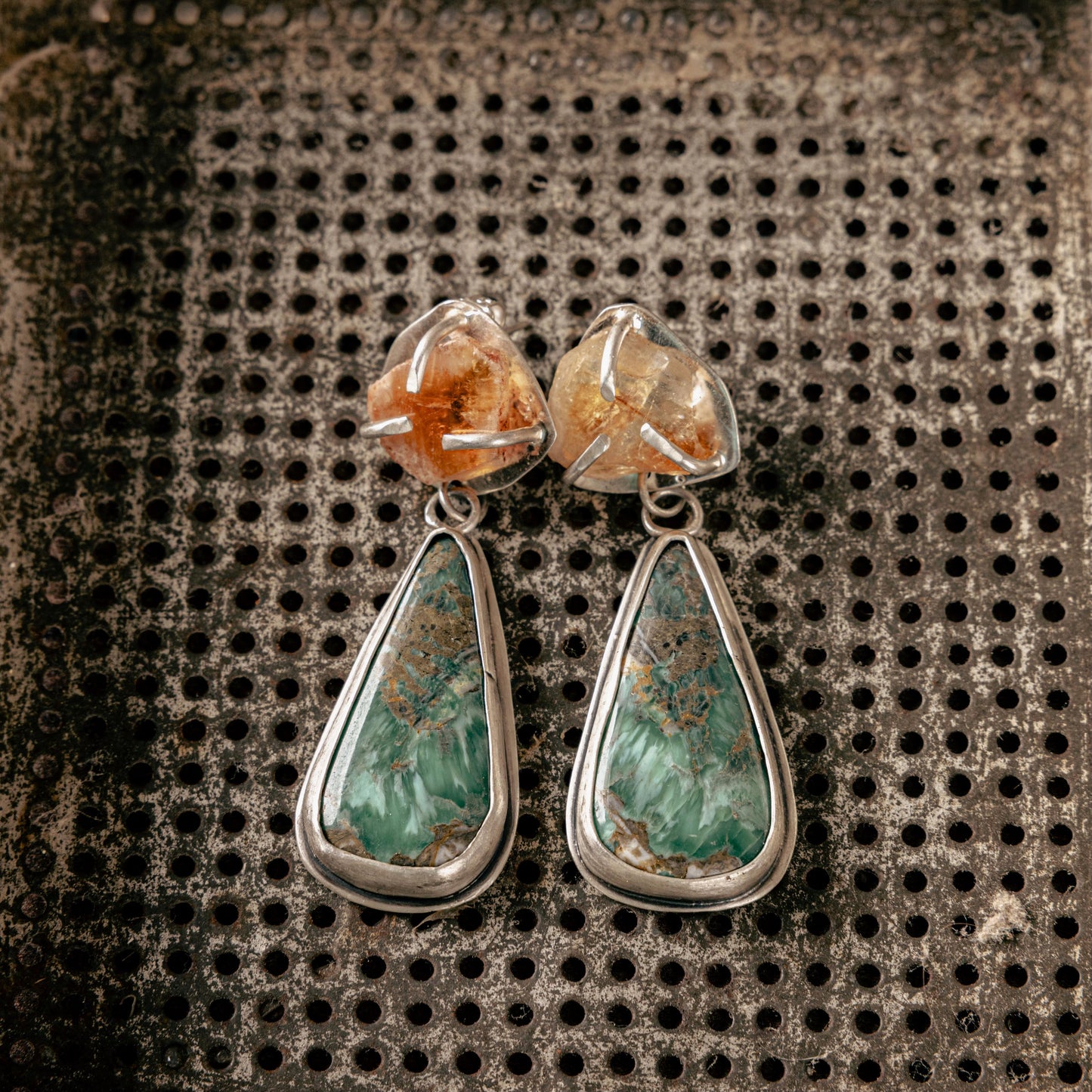 Broken Arrow Variscite Drop Earrings