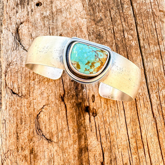 Kingman Turquoise Half-Moon Cuff Bracelet