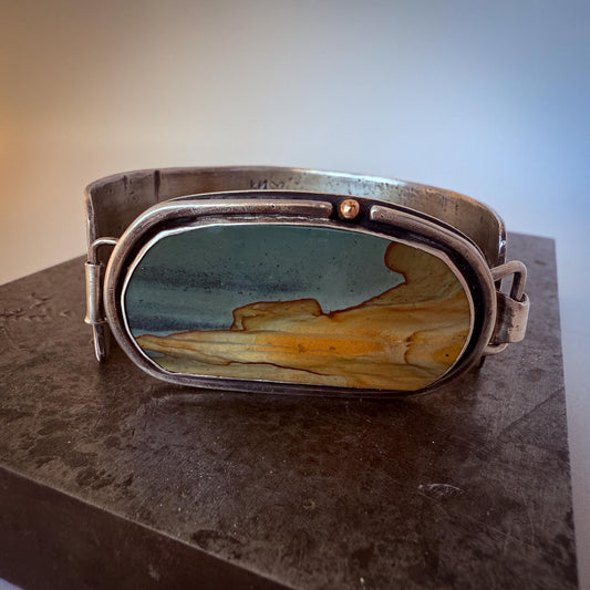 Owyhee Jasper Sterling Silver Bracelet | Canyon Dusk Bracelet | Hand Fabricated Statement Jewelry