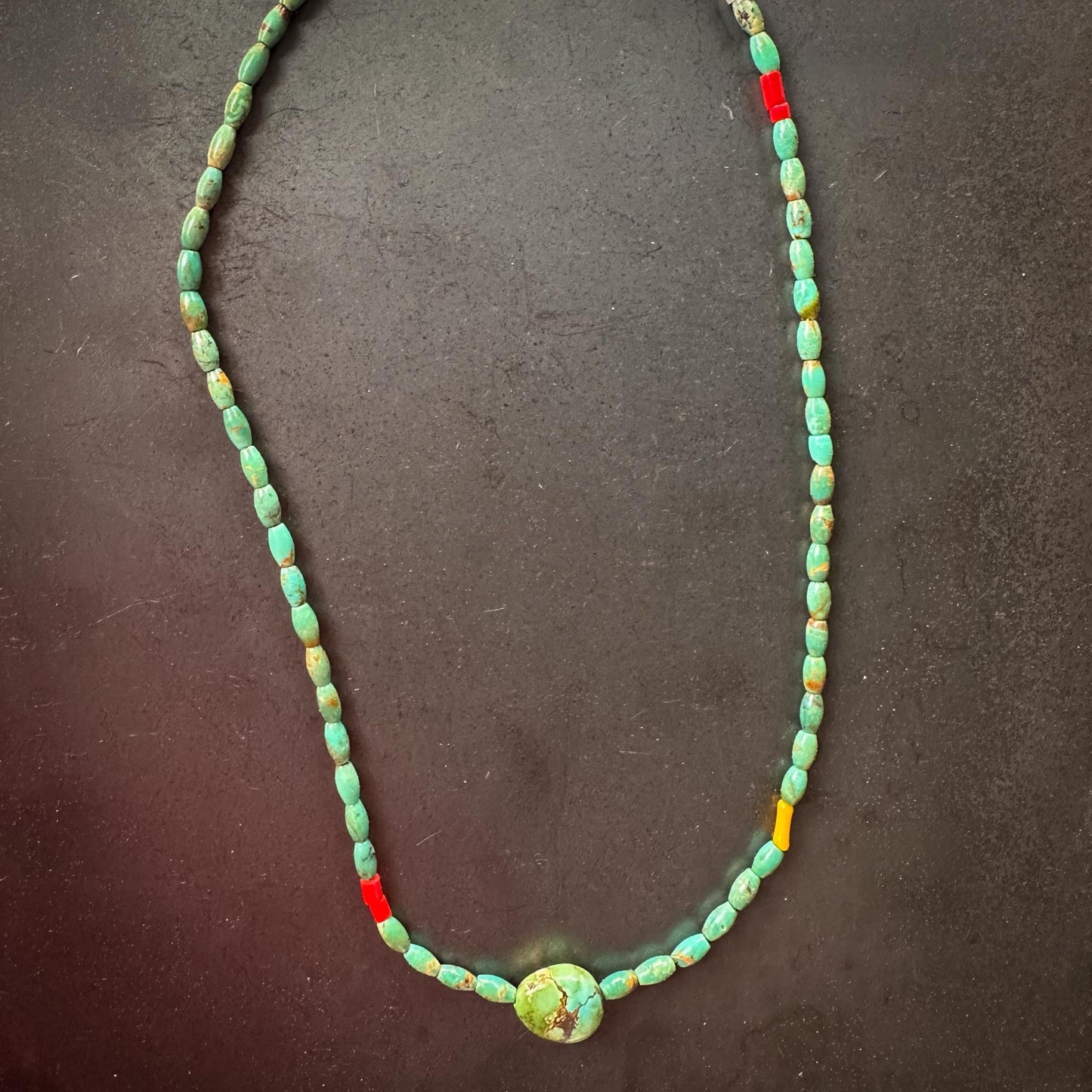 Color Drift Necklace | Turquoise with Sonoran Gold Center Bead | Hand-Fabricated Sterling Silver