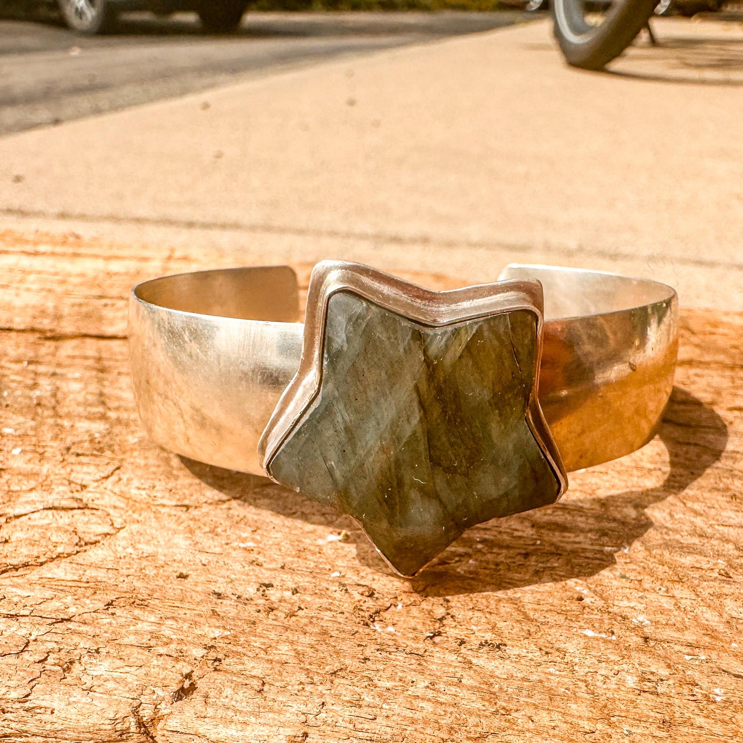 Labradorite Star Sterling Silver Cuff Bracelet