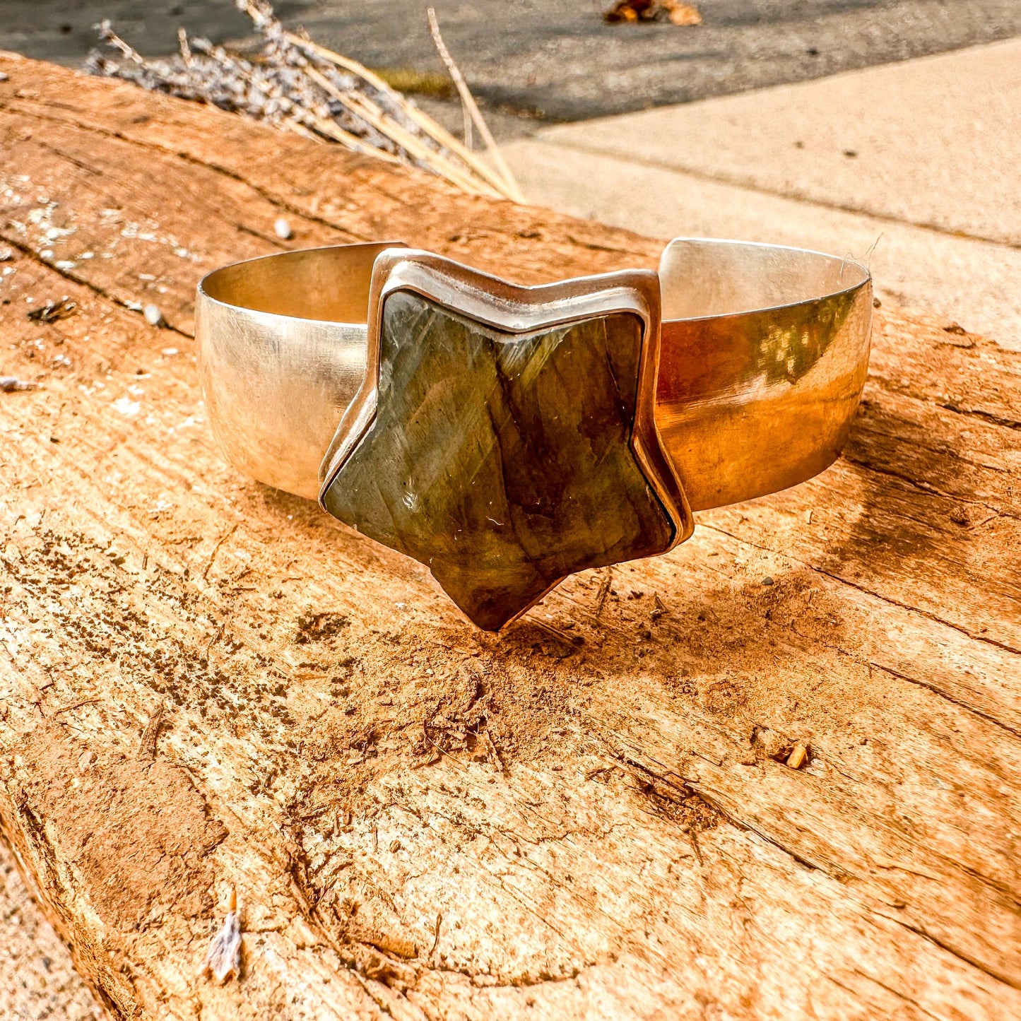 Labradorite Star Sterling Silver Cuff Bracelet