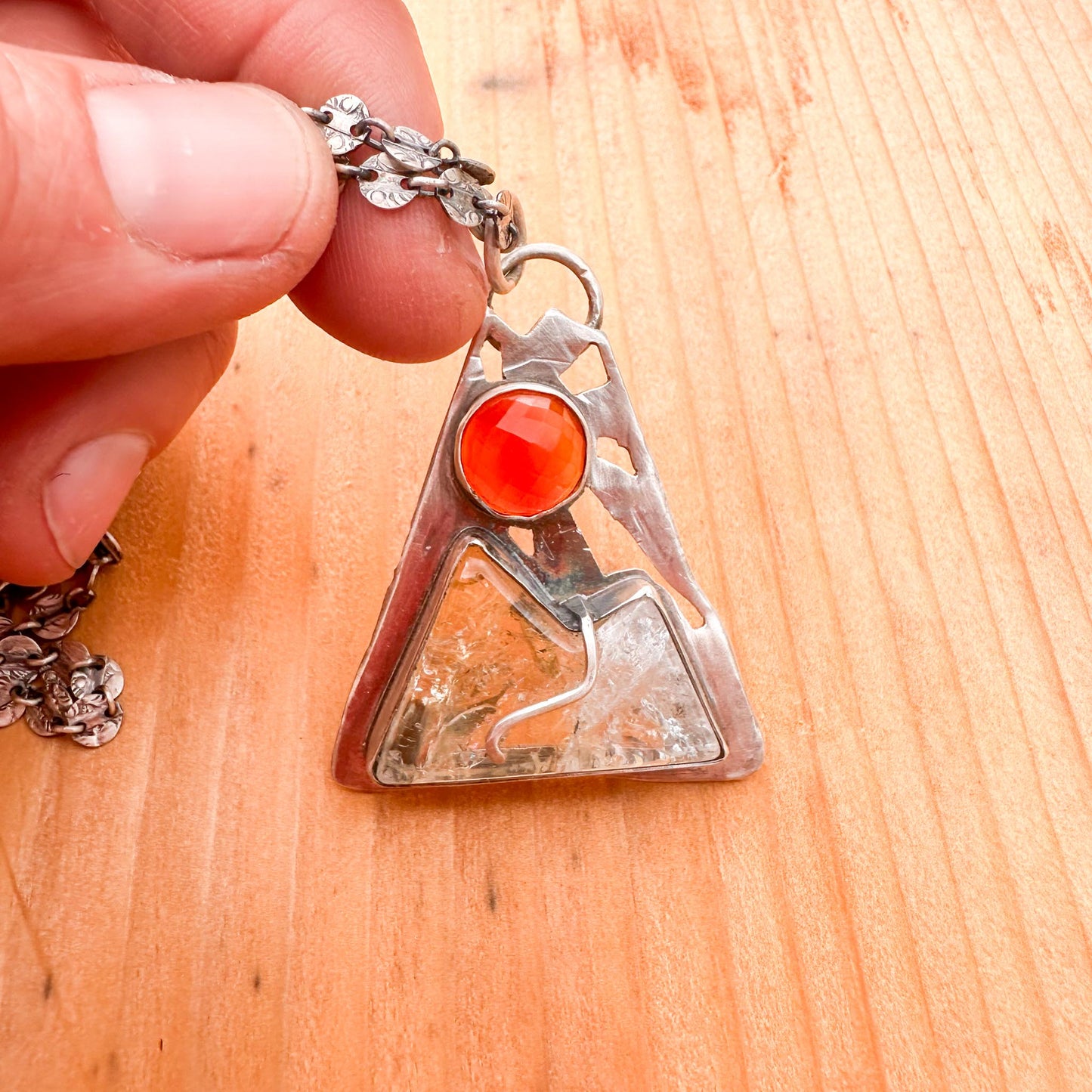 Citrine and Carnelian Mountain Pendant