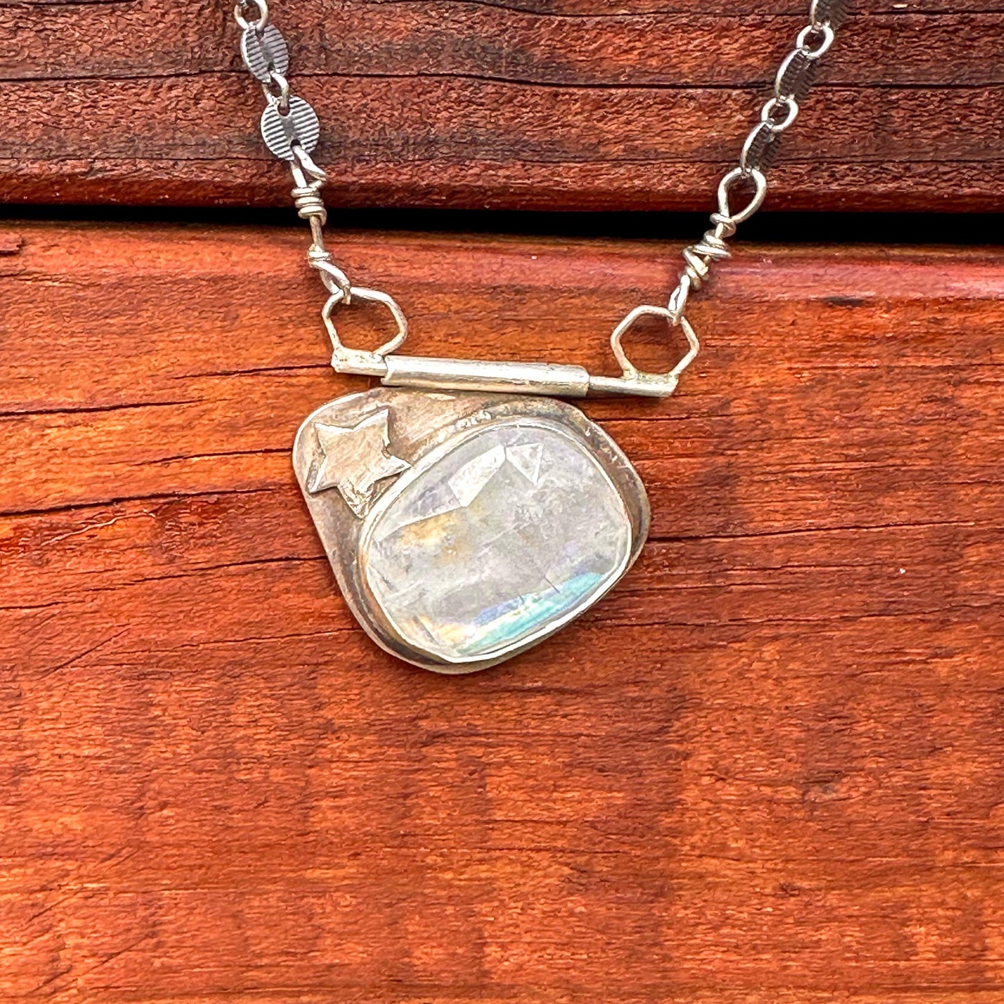 Starry Night Moonstone Necklace - Sterling Silver