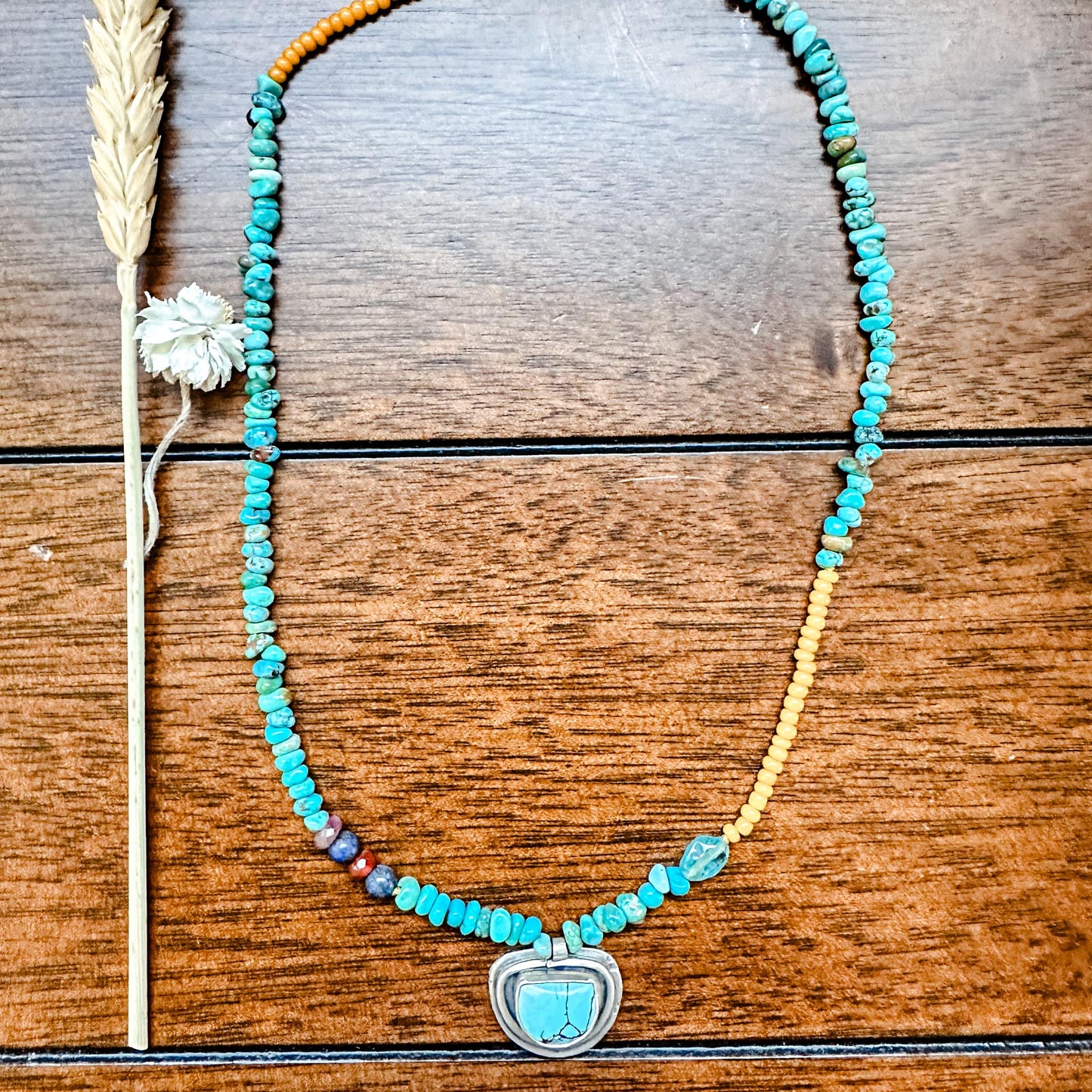 Vibrant Turquoise and Yellow Necklace