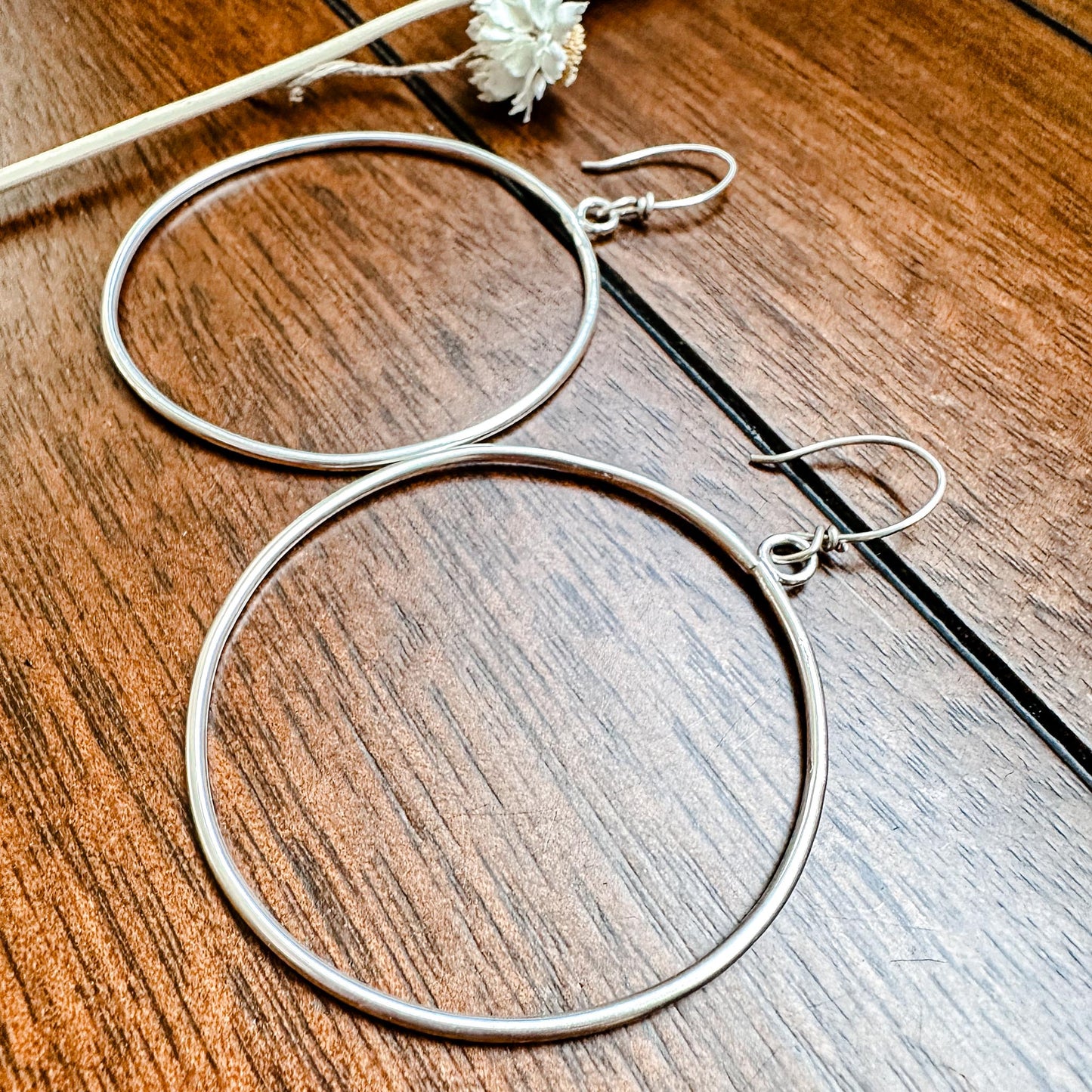 Hammered Sterling Silver Hoops