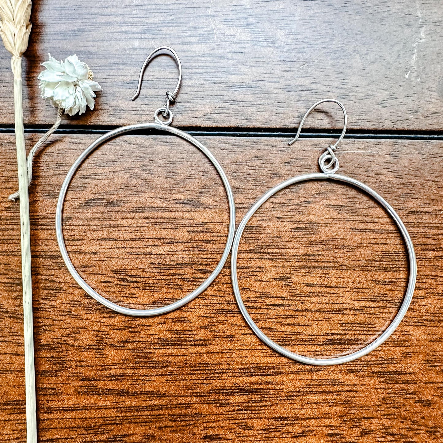 Hammered Sterling Silver Hoops