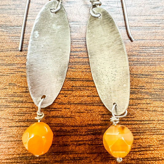 Carnelian & Sterling Silver Dangle Earrings