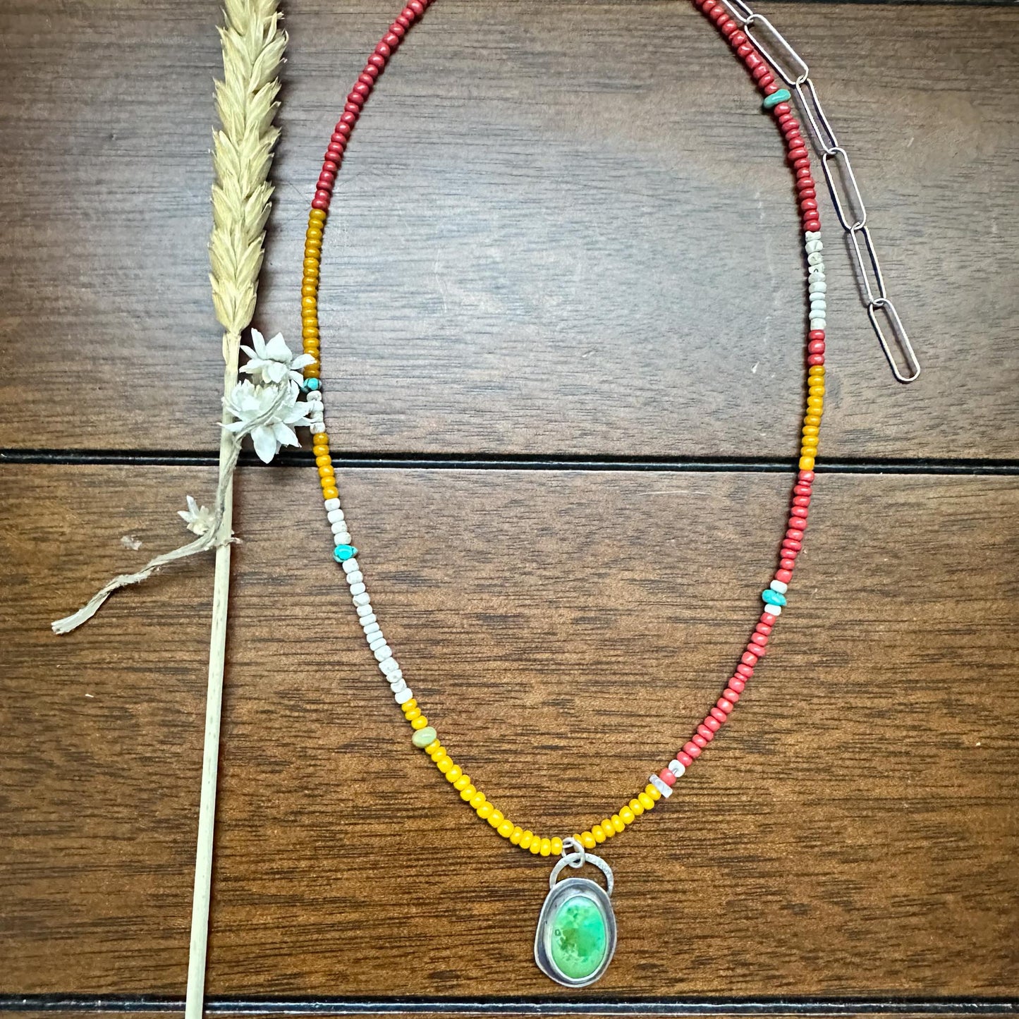 Turquoise and African Trade Bead Necklace