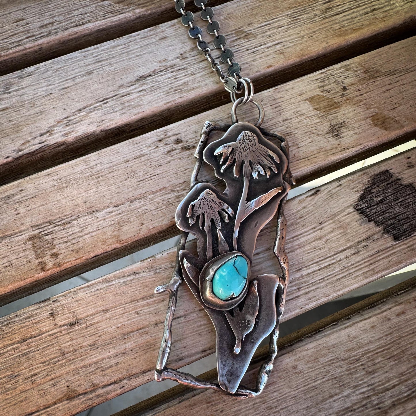 Echinacea Strength Necklace – Sterling Silver &amp; Turquoise
