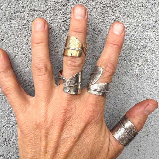 Handmade Brass Feather Ring | Mixed Metal Feather Jewelry