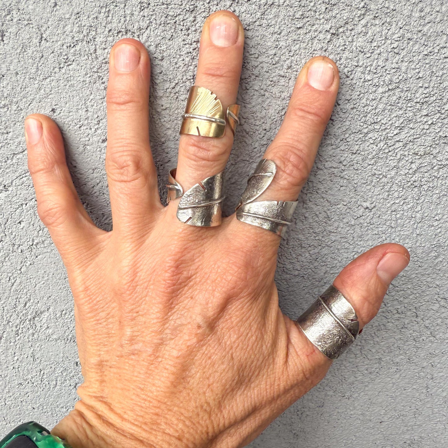 Handmade Brass Feather Ring | Mixed Metal Feather Jewelry