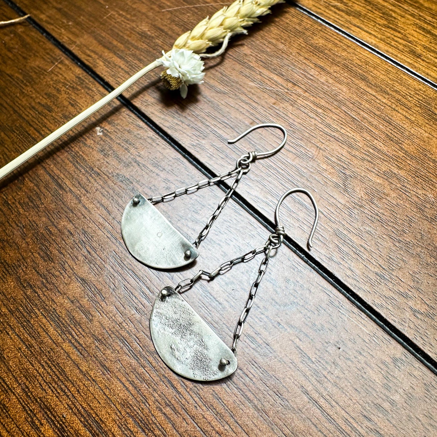 Oxidized Sterling Silver Pendulum Earring