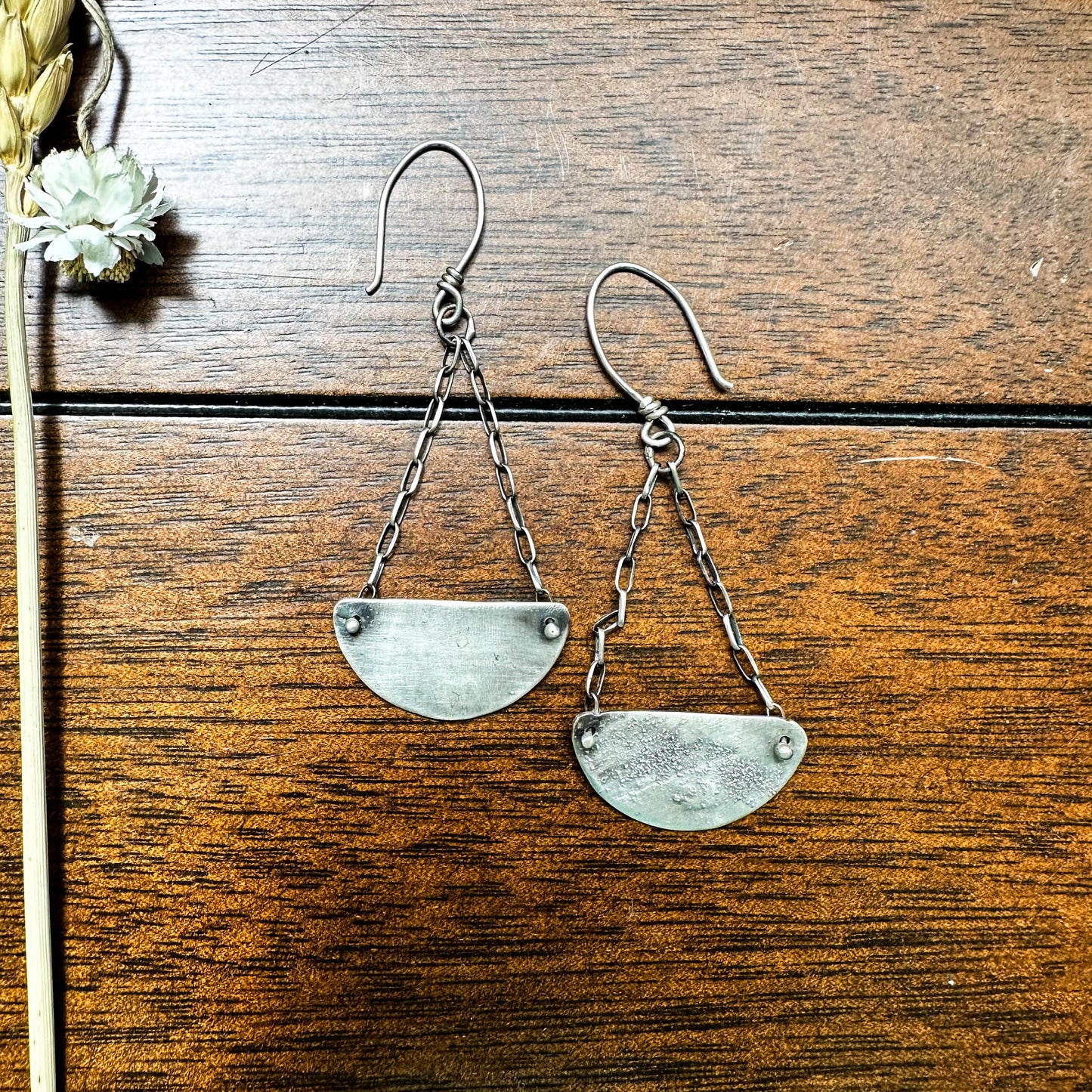 Oxidized Sterling Silver Pendulum Earring