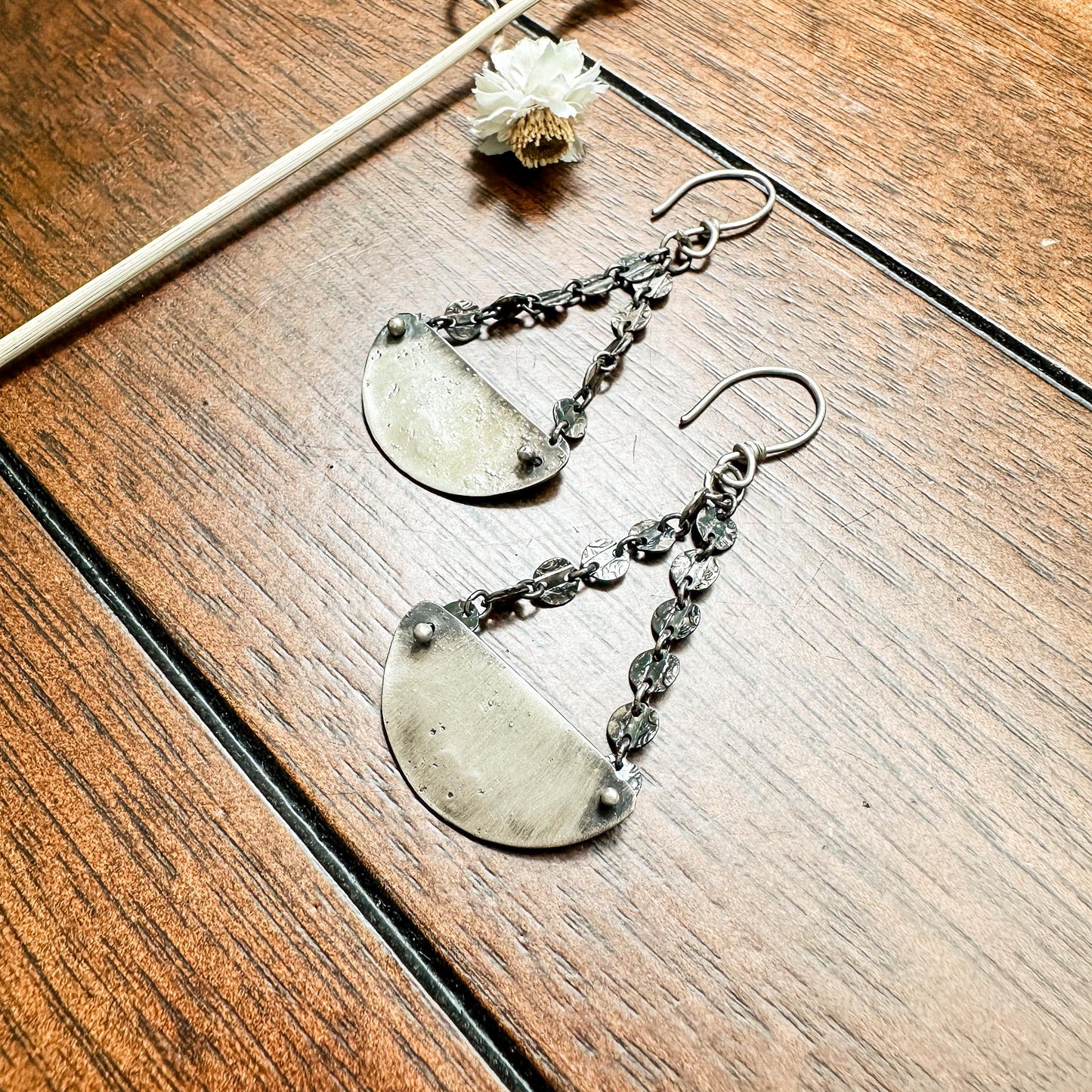 Oxidized Sterling Silver Pendulum Earring