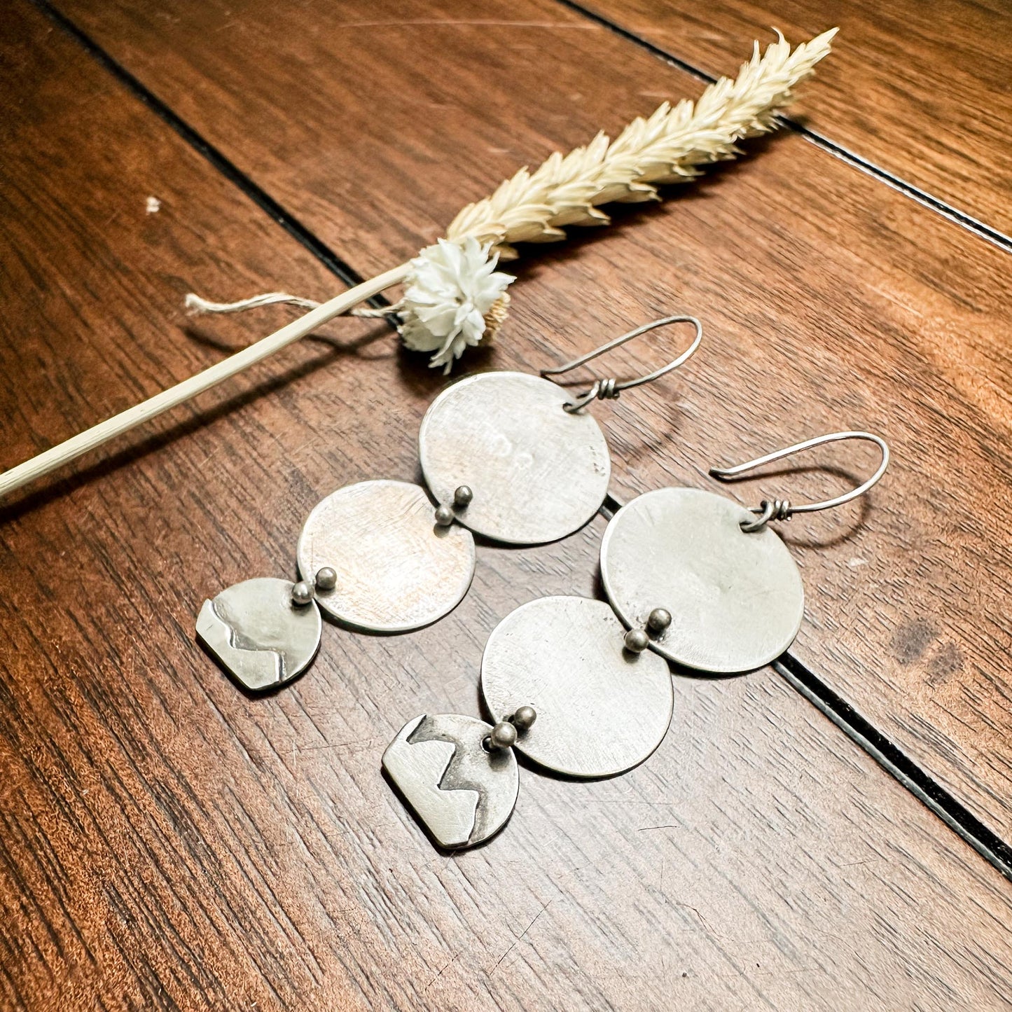 Silver Disc Mountain Mama Earrings