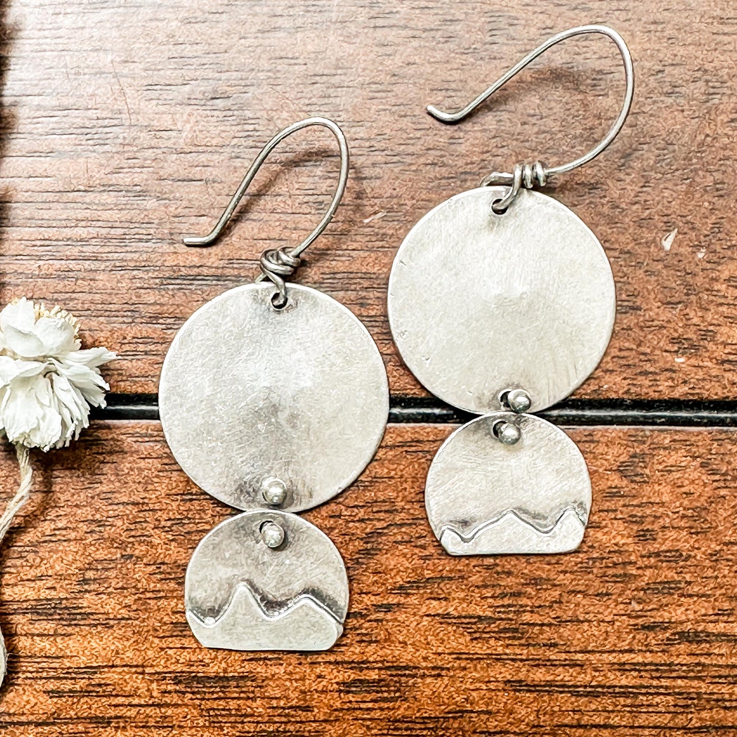 Silver Disc Mountain Mama Earrings (2 disc)