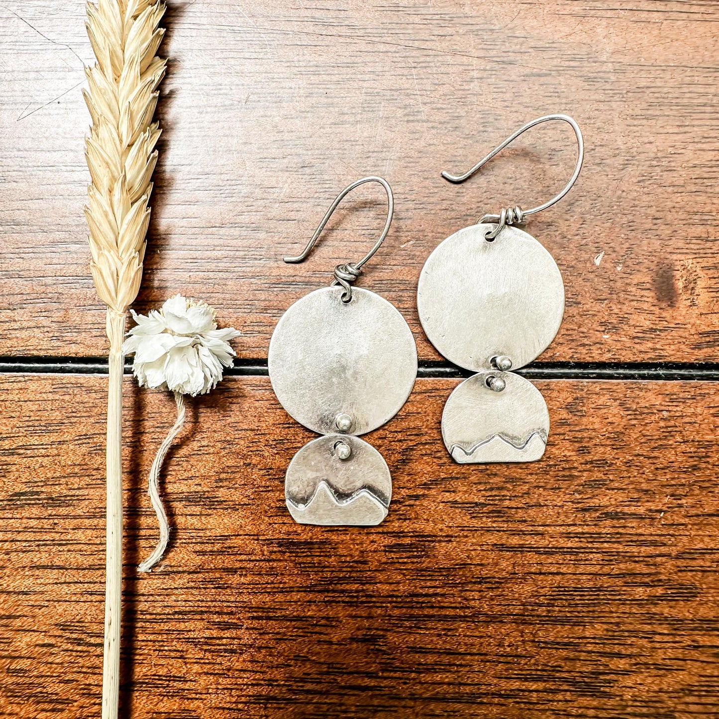 Silver Disc Mountain Mama Earrings (2 disc)