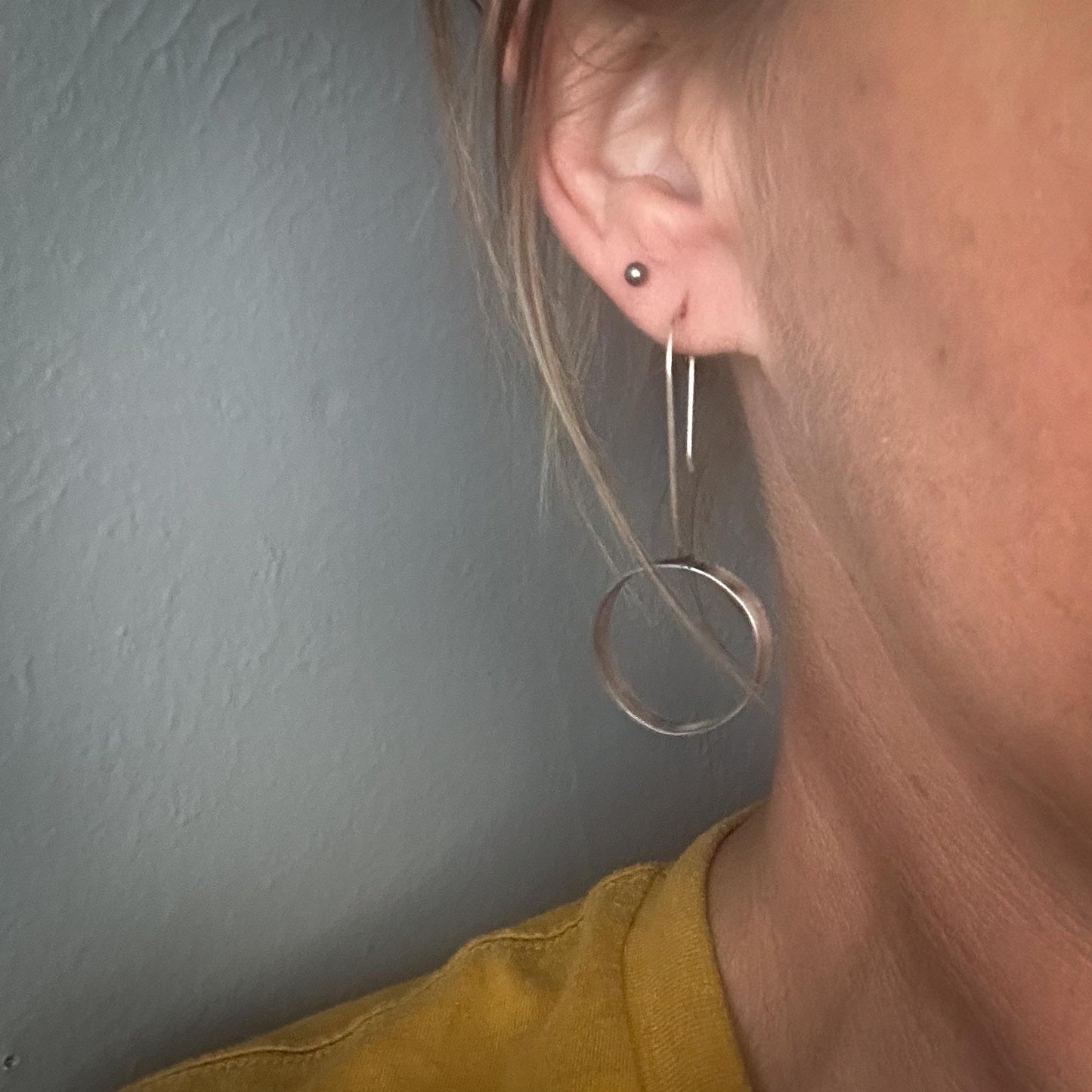 Sterling Silver Hoop Earrings | Forward-Facing Lightweight Rectangle Wire Hoops | Hand-Fabricated