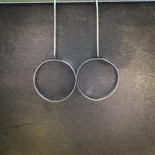 Sterling Silver Hoop Earrings | Forward-Facing Lightweight Rectangle Wire Hoops | Hand-Fabricated