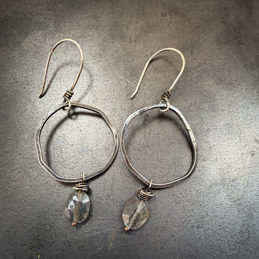 Abstract Silver Hoops | Made to Order | Labradorite