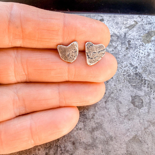Silver Heart Studs