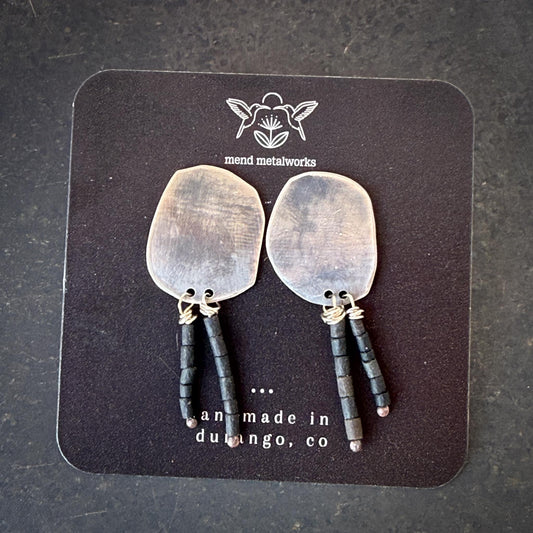 Recycled Silver & Black Bead Earrings