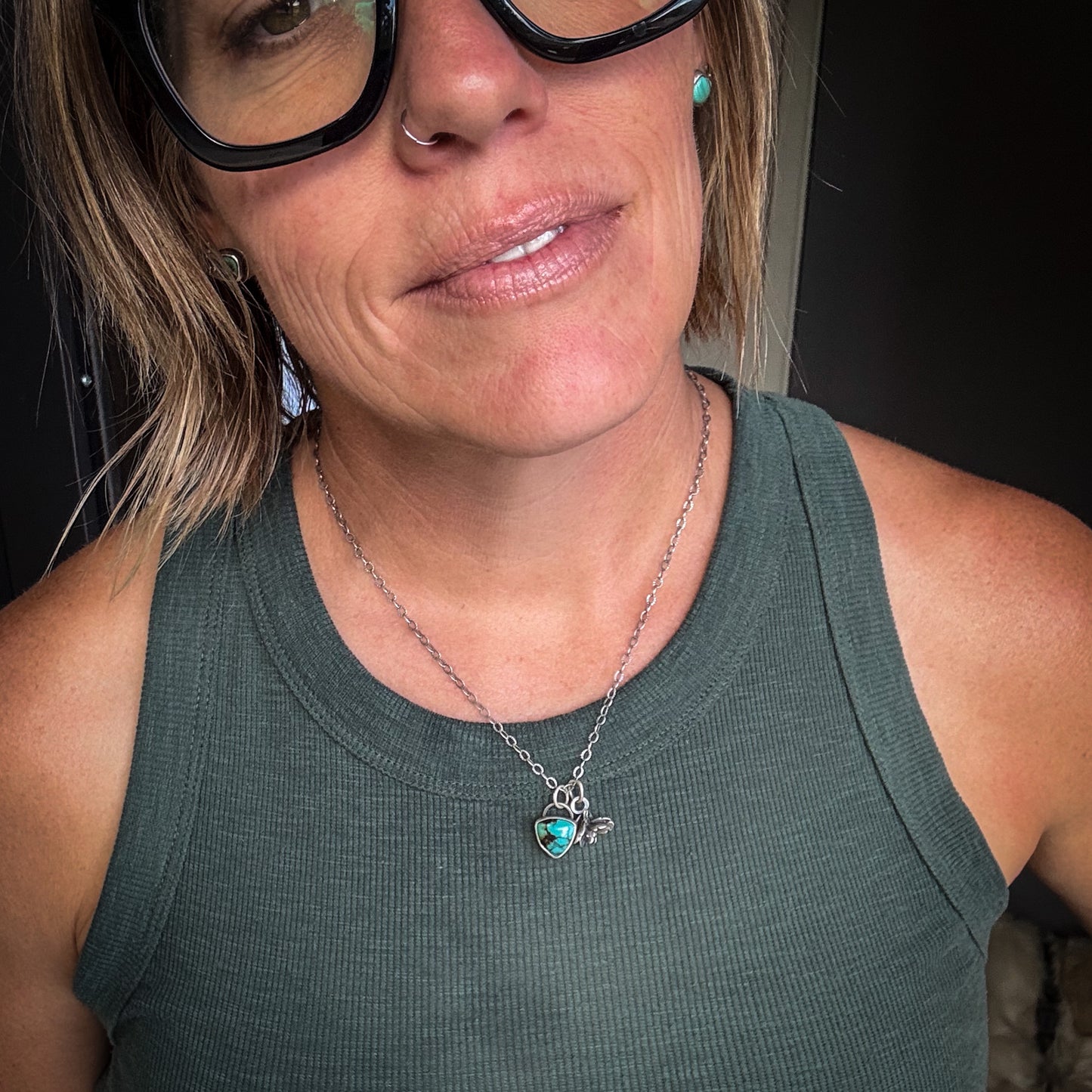Qing Gu Turquoise + Succulent Necklace